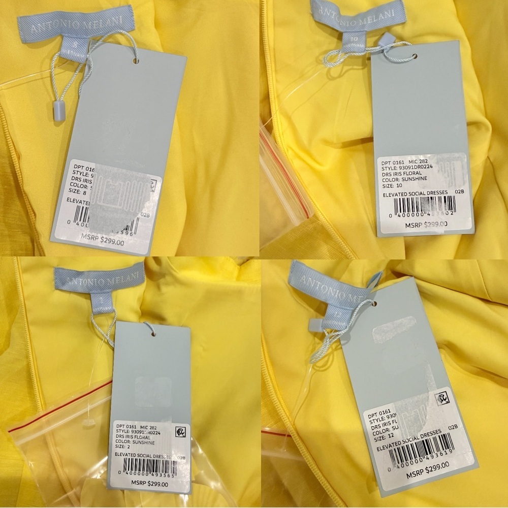 Antonio Melani Iris Linen Blend Floral Appliqué Mockneck Dress Sunshine Yellow - Picture 10 of 16
